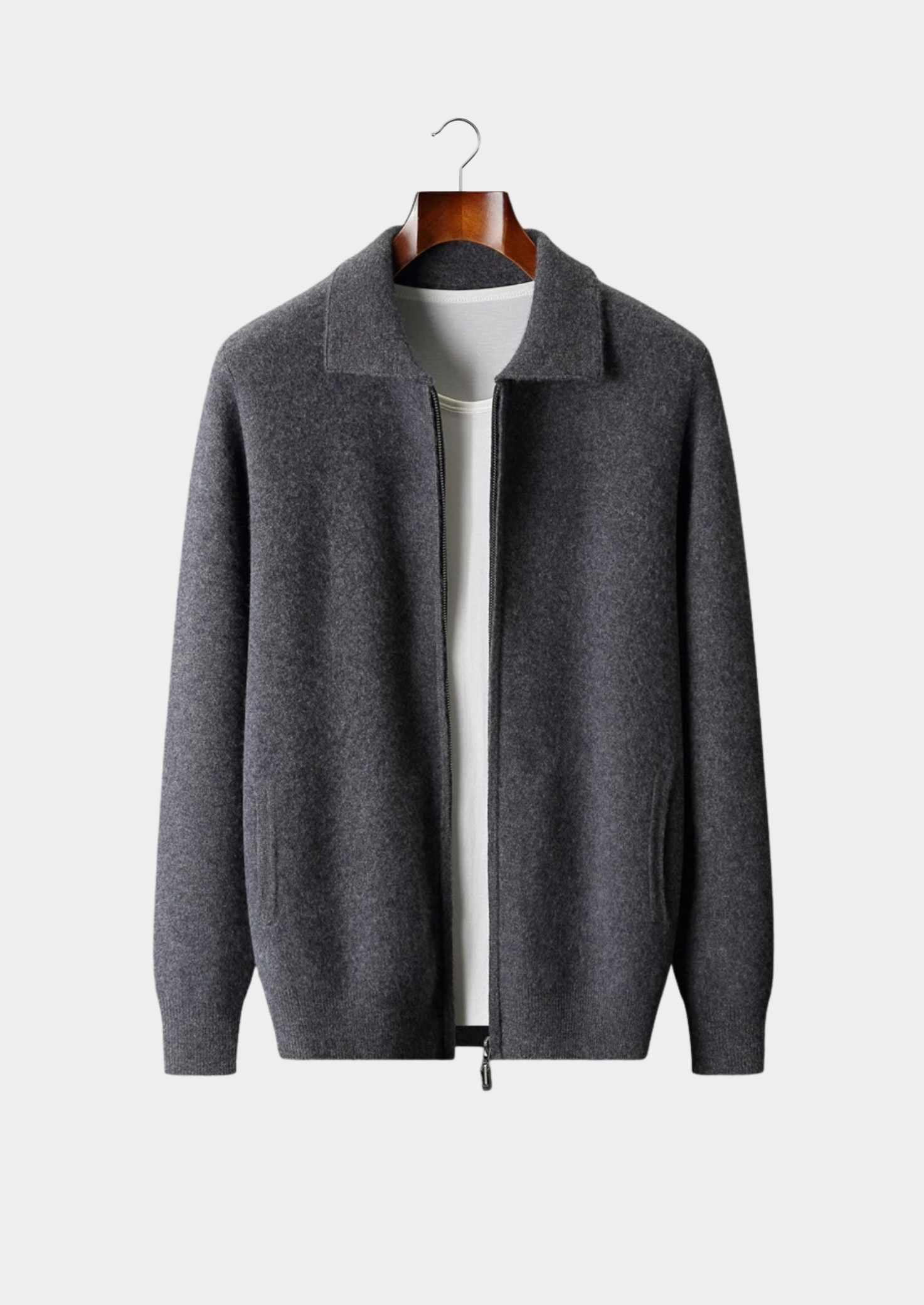 Vellori Pure Cashmere Zip Polo Cardigan