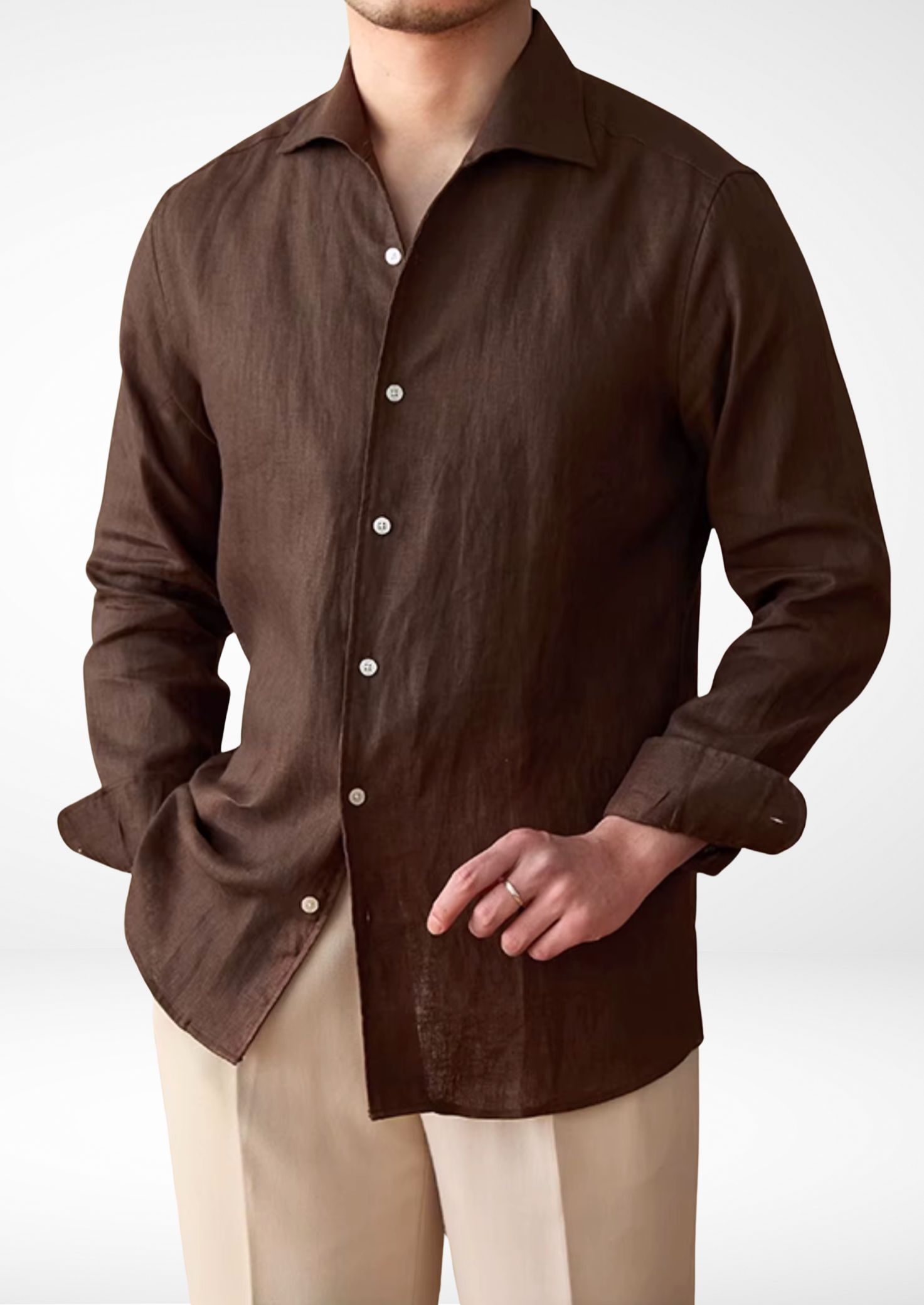 Riviera Pure Linen Shirt - Dark Brown
