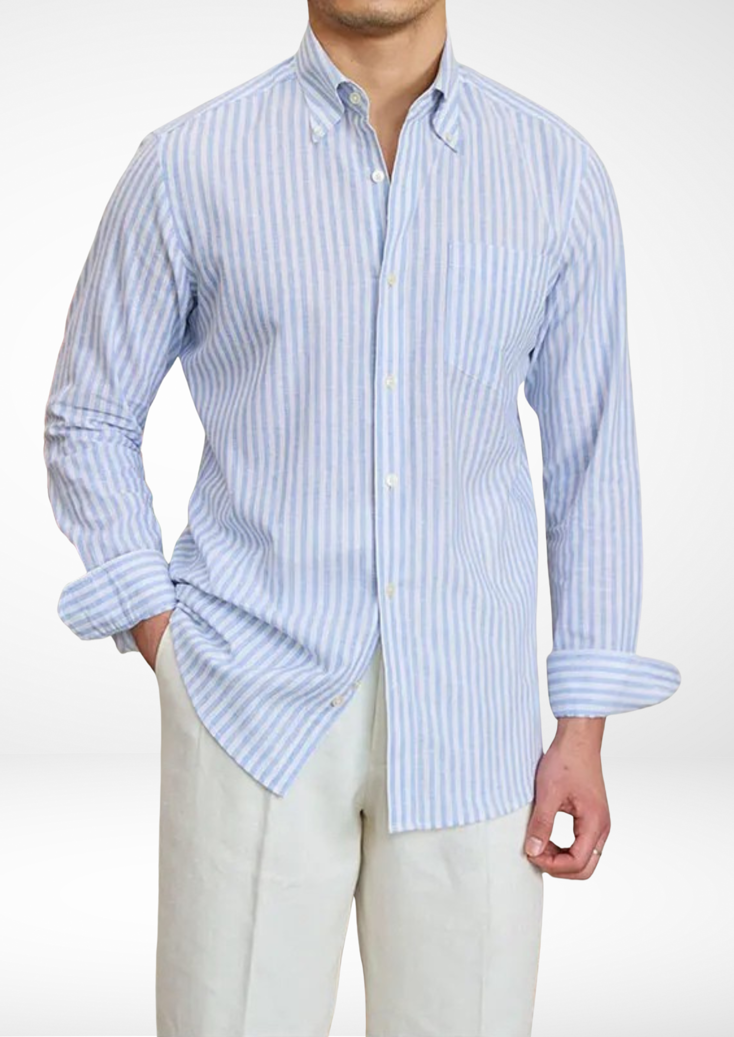 Riviera Pure Linen Shirt - Light Blue