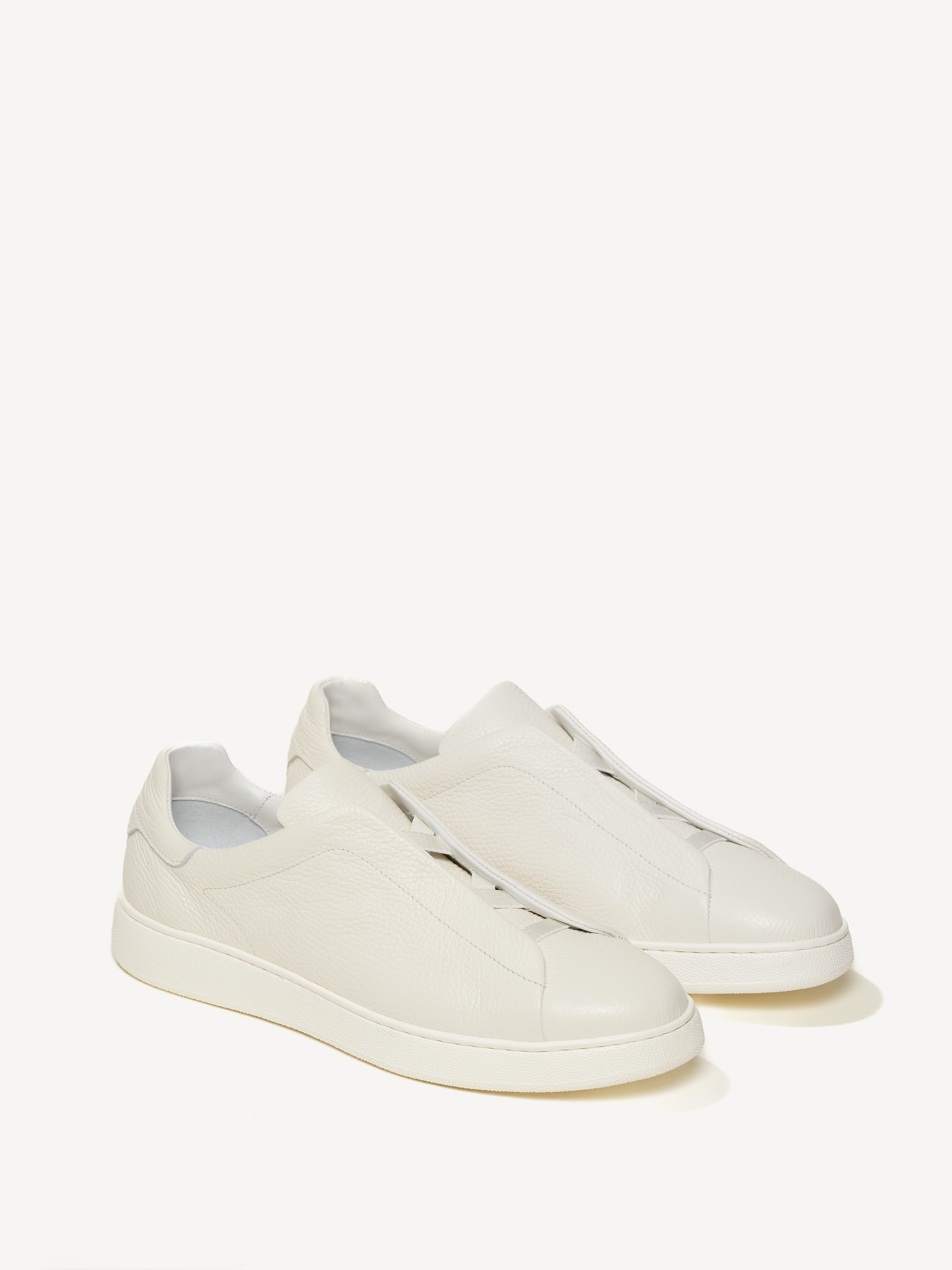 Softgrain Leather Trainer - Crema