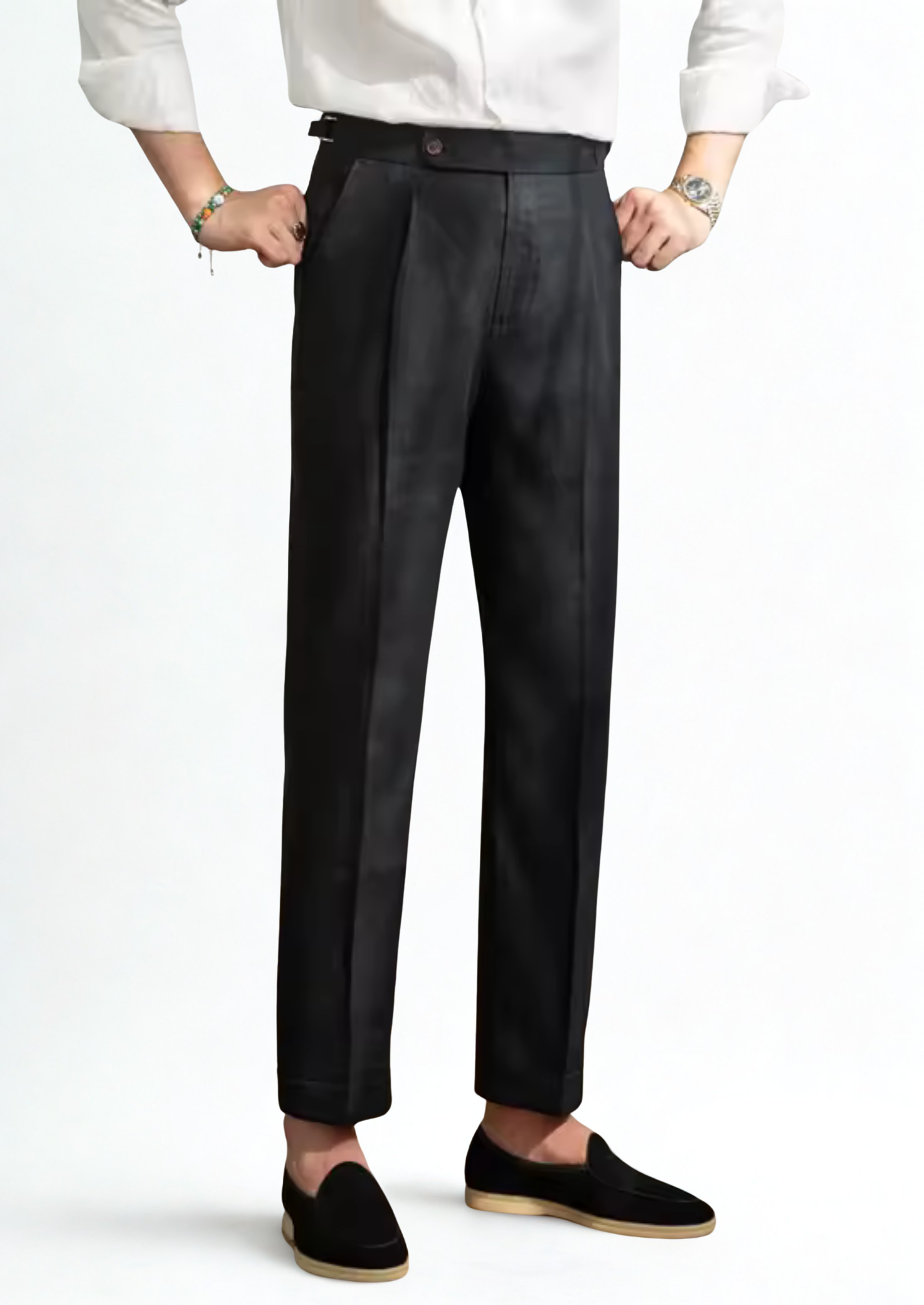 Vellori Coastal Pleated Trousers - Black