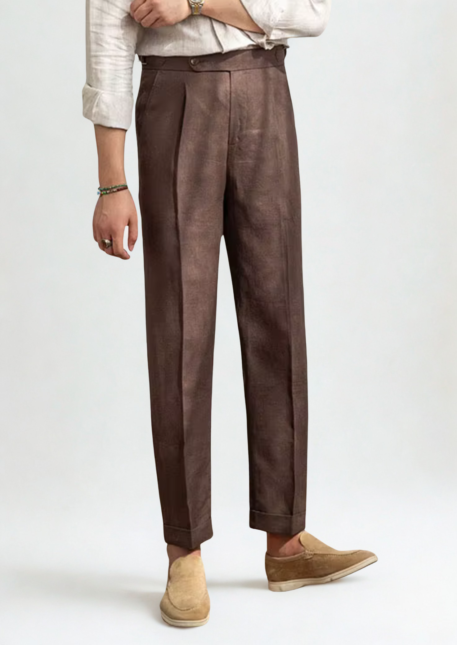 Vellori Coastal Pleated Trousers - Mocha
