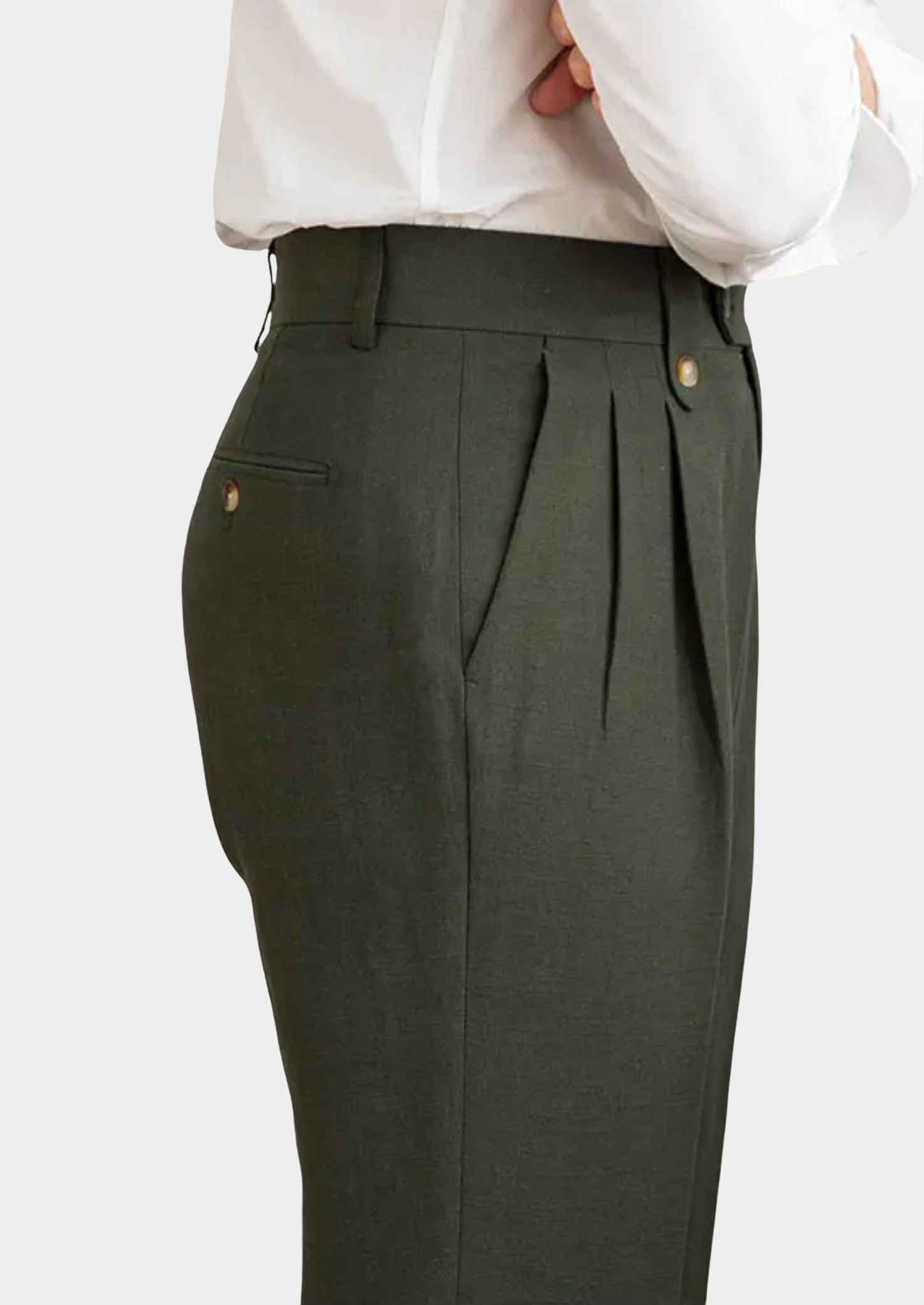 Vellori Coastal Pleated Trousers- Olive