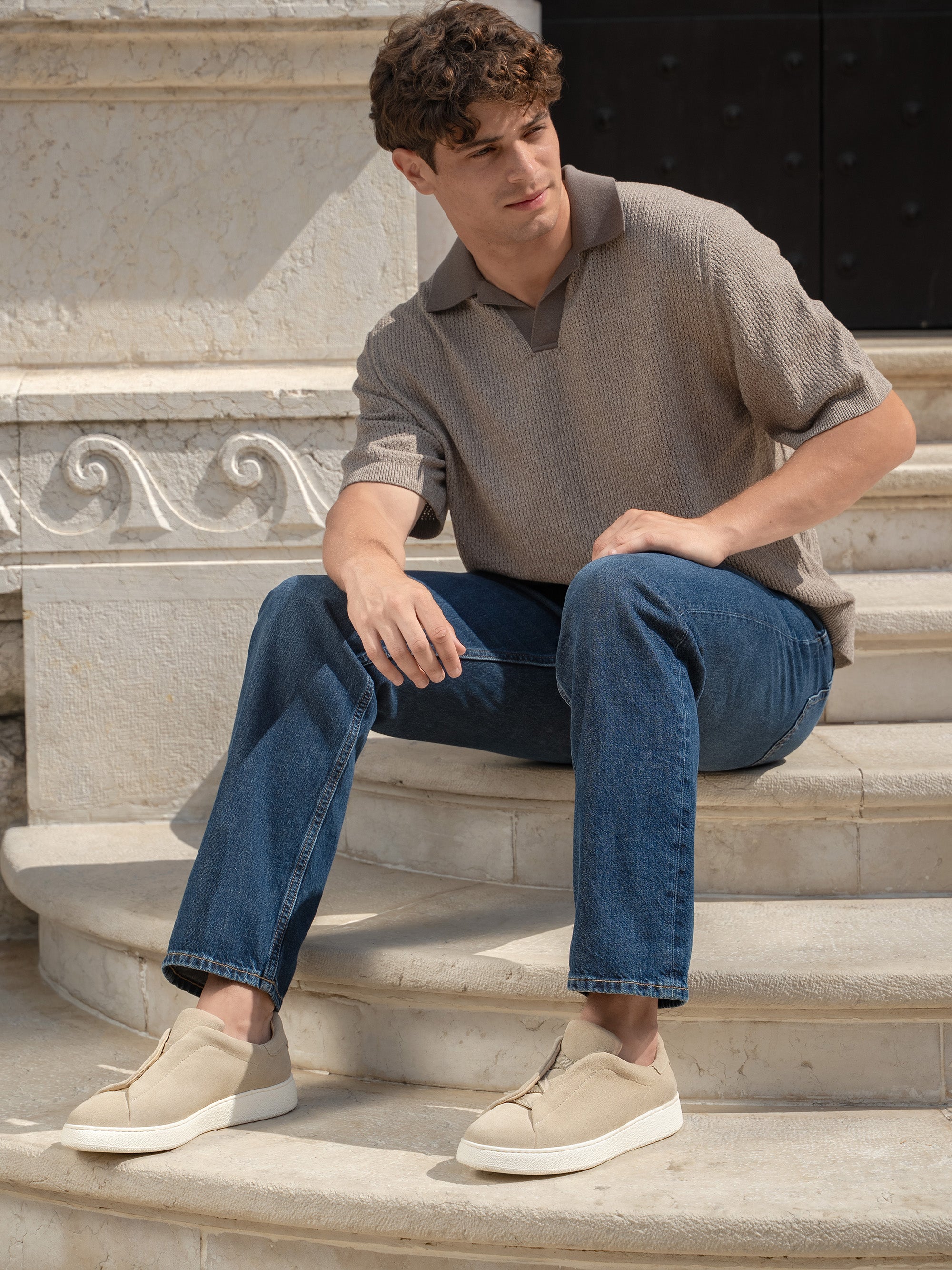 Softgrain Suede Trainer - Sand