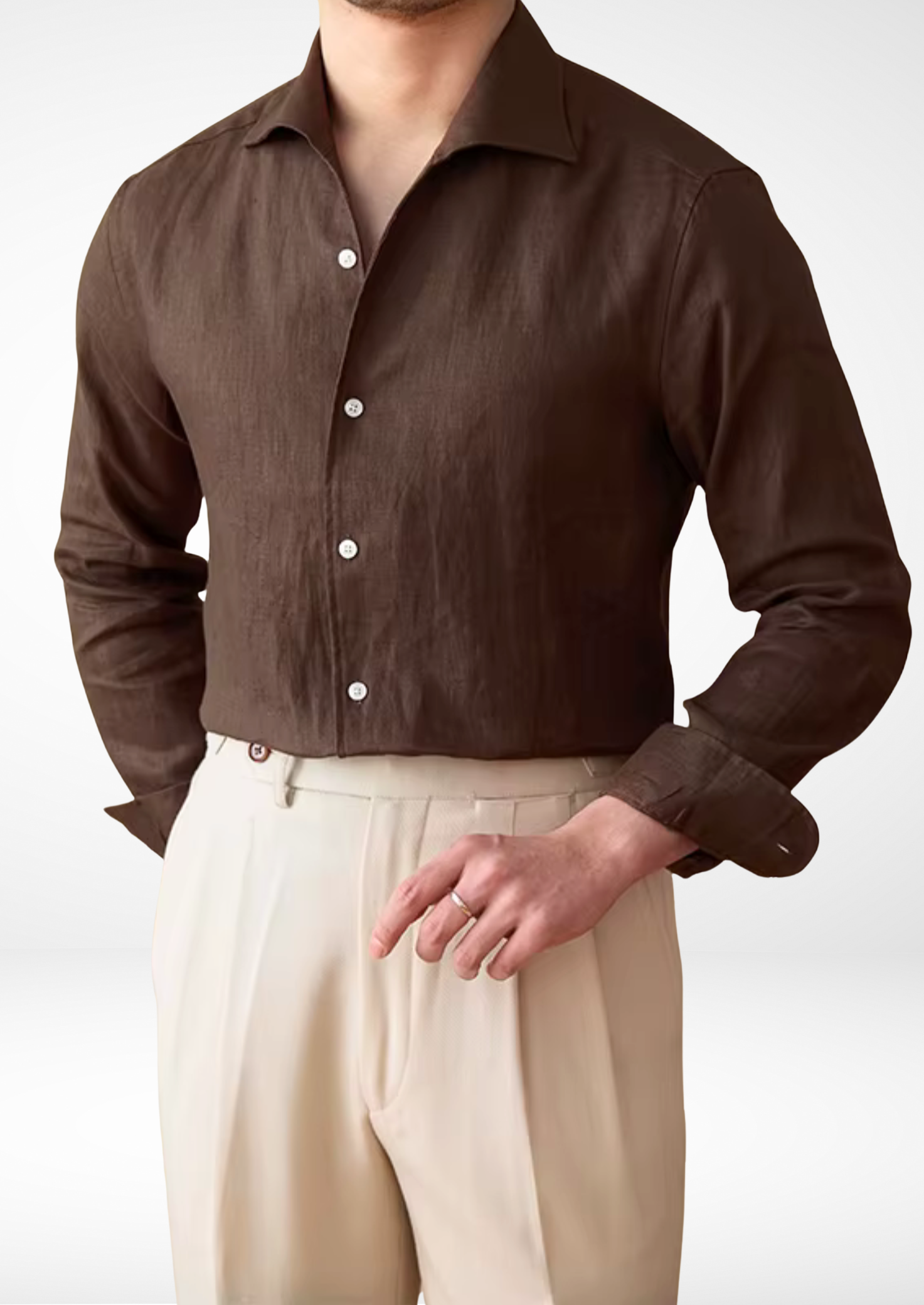 Riviera Pure Linen Shirt - Dark Brown