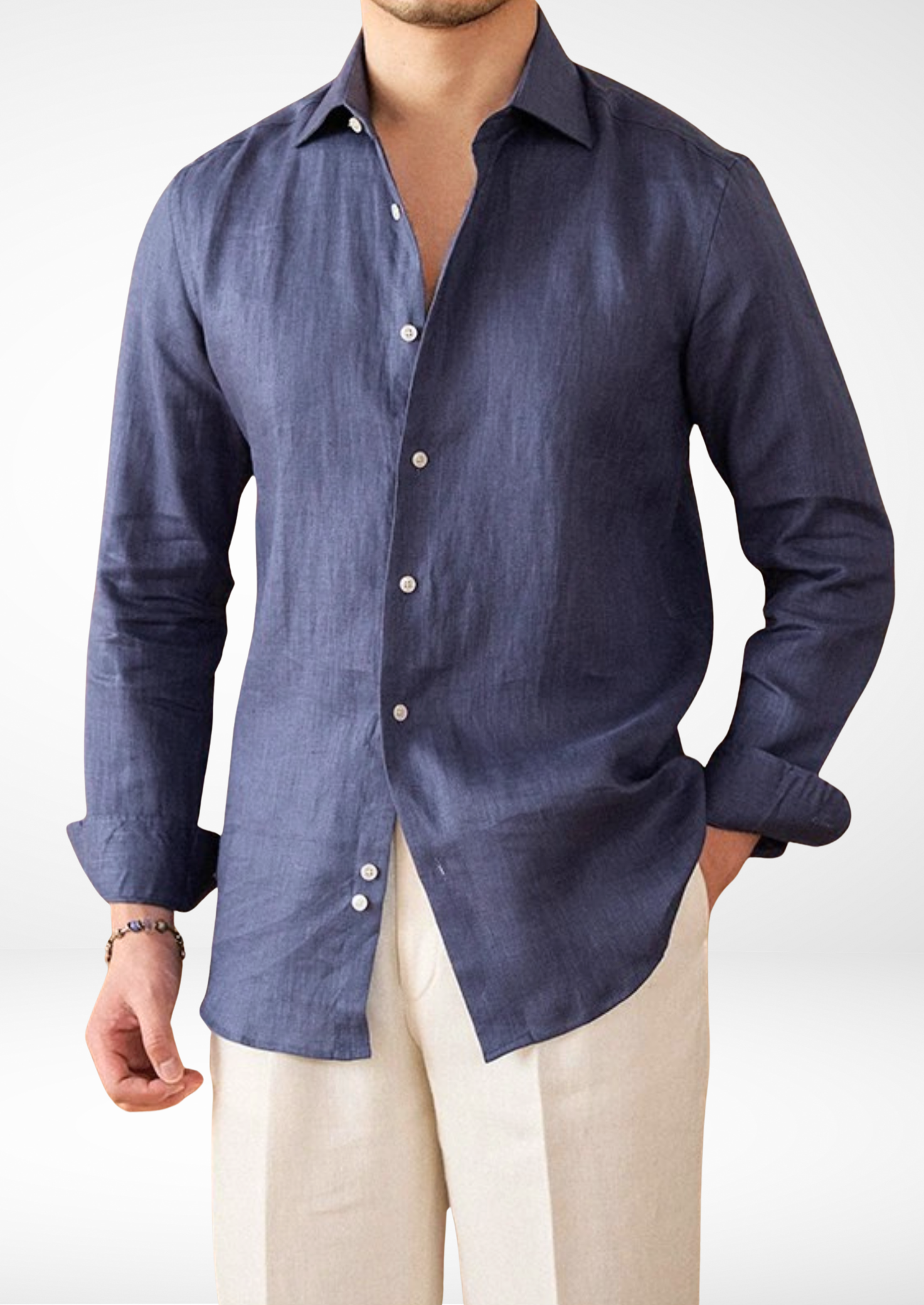Riviera Pure Linen Shirt - Blue
