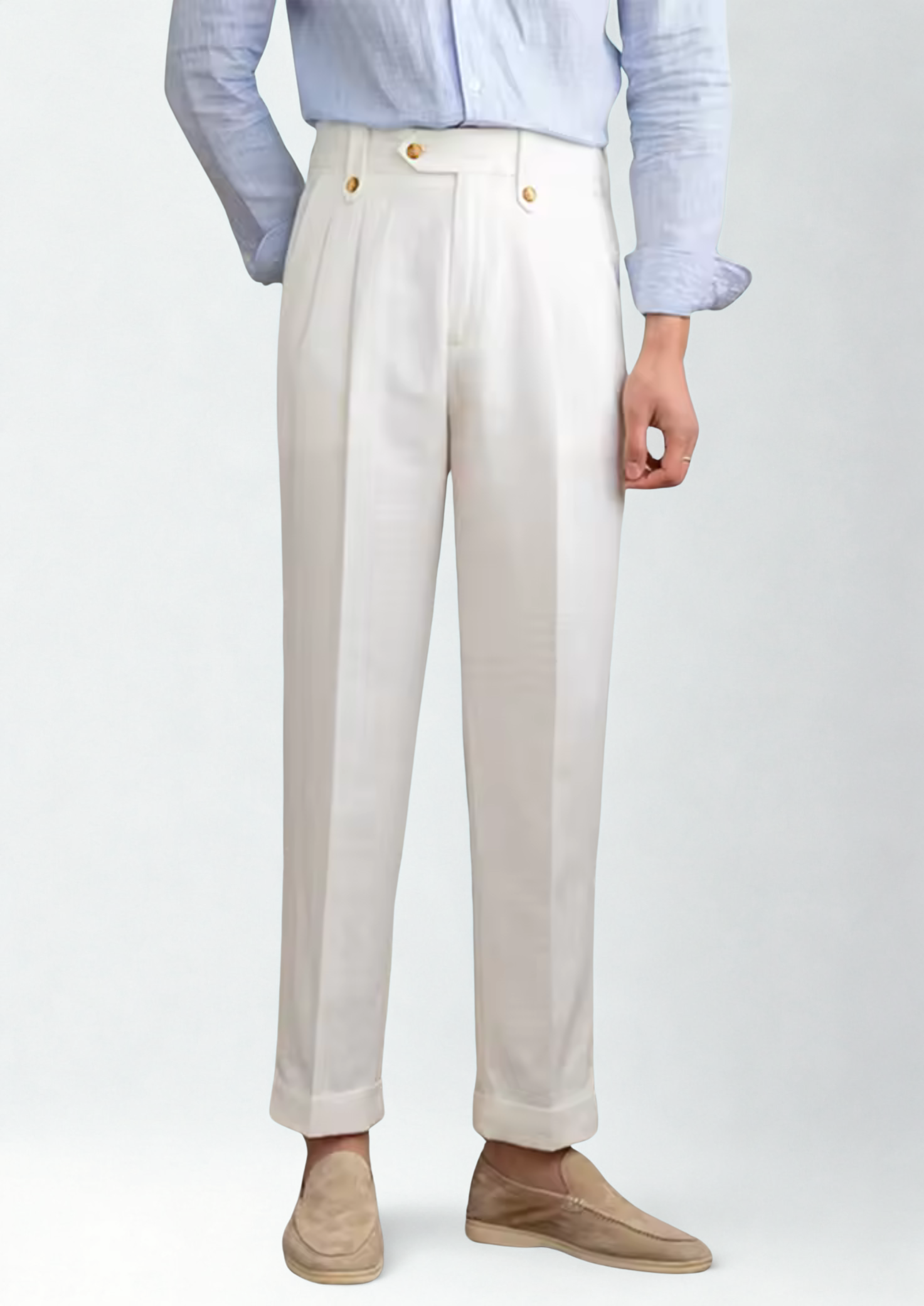 Vellori Linen Coastal Pleated Trousers - White