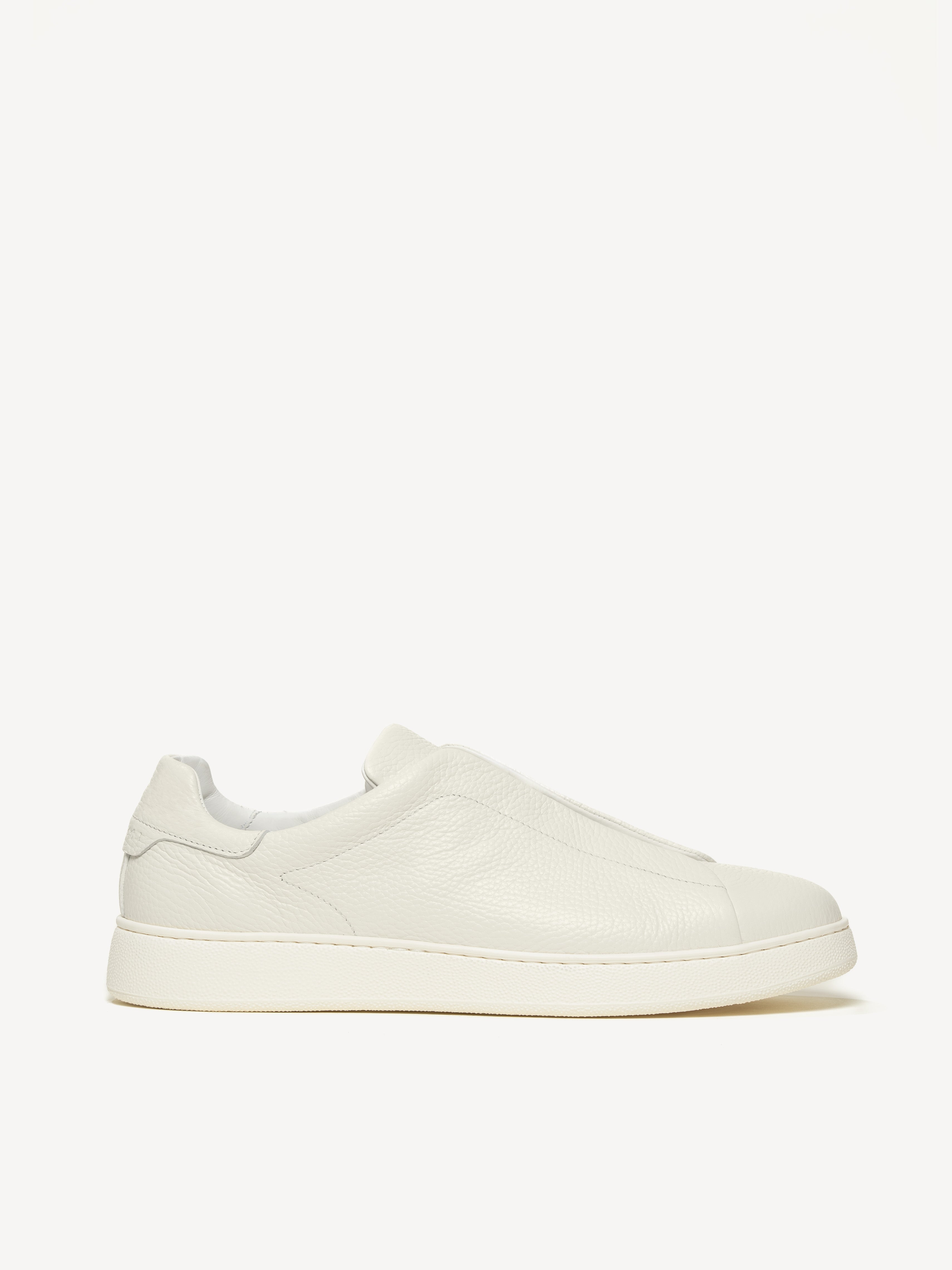 Softgrain Leather Trainer - Crema