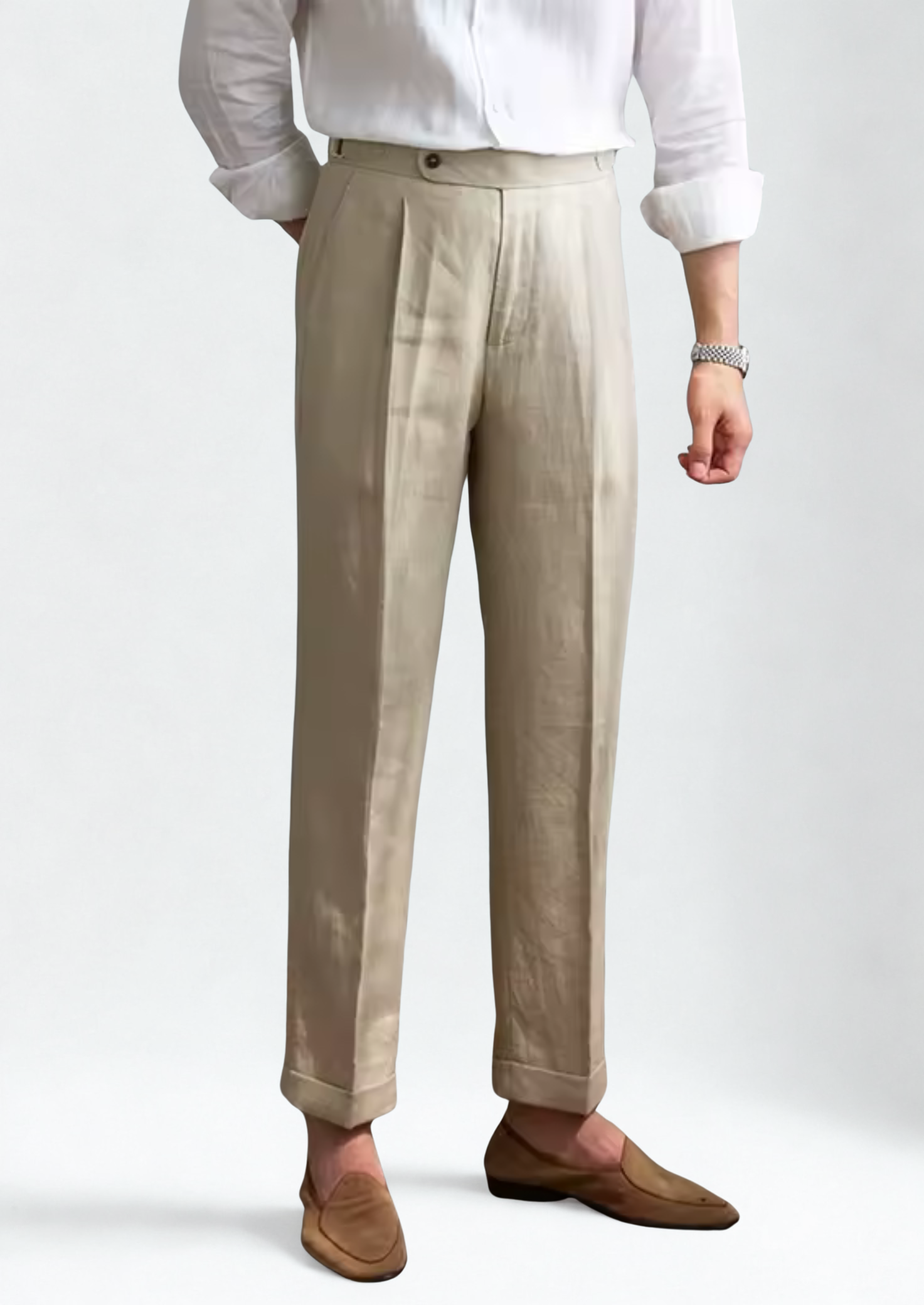 Vellori Coastal Pleated Trousers - Sand