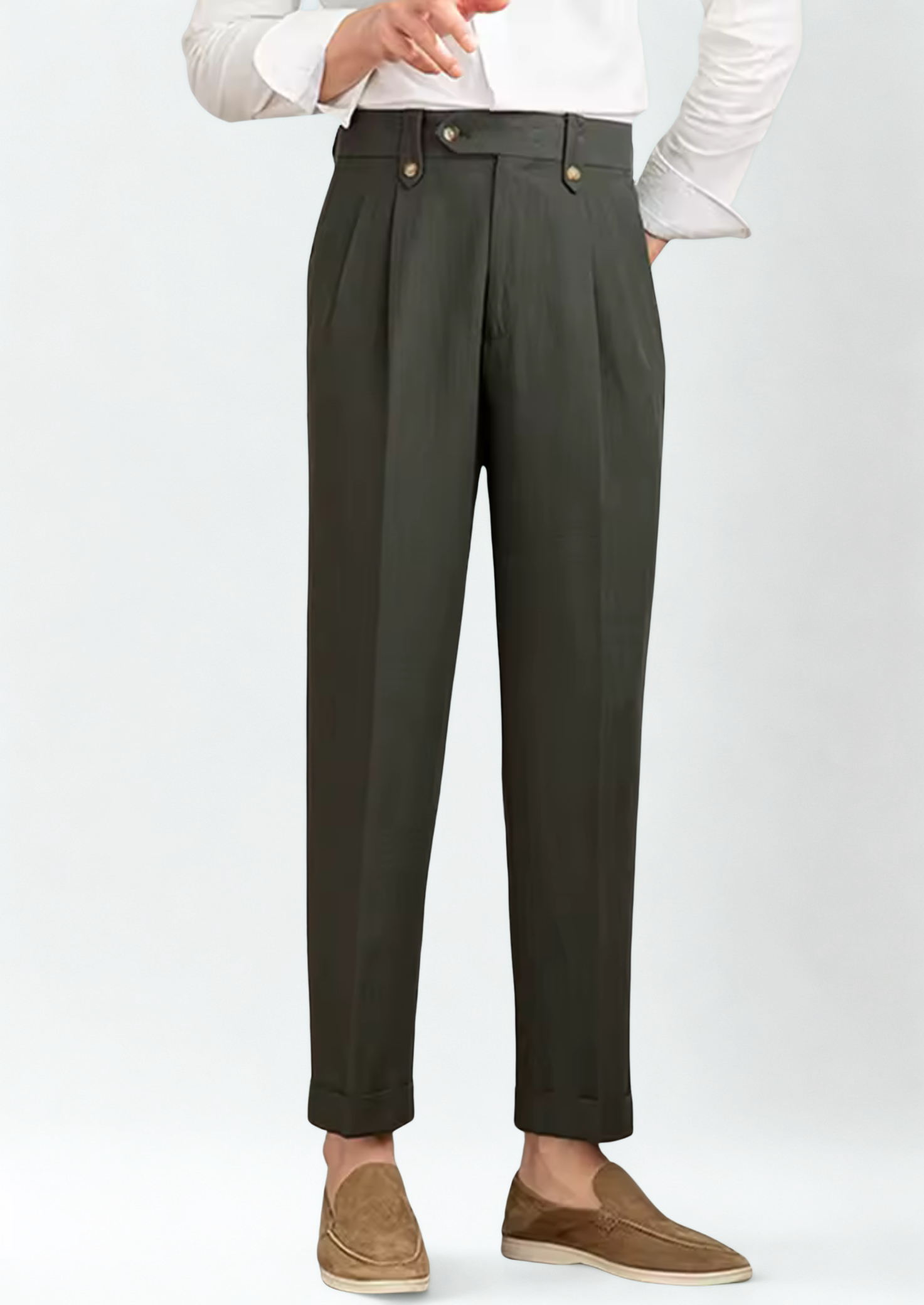 Vellori Coastal Pleated Trousers- Olive