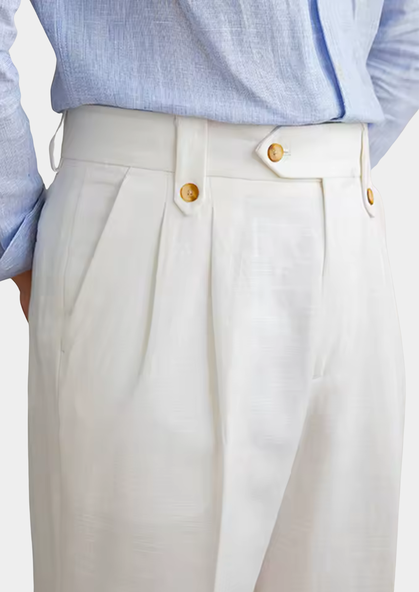 Vellori Linen Coastal Pleated Trousers - White