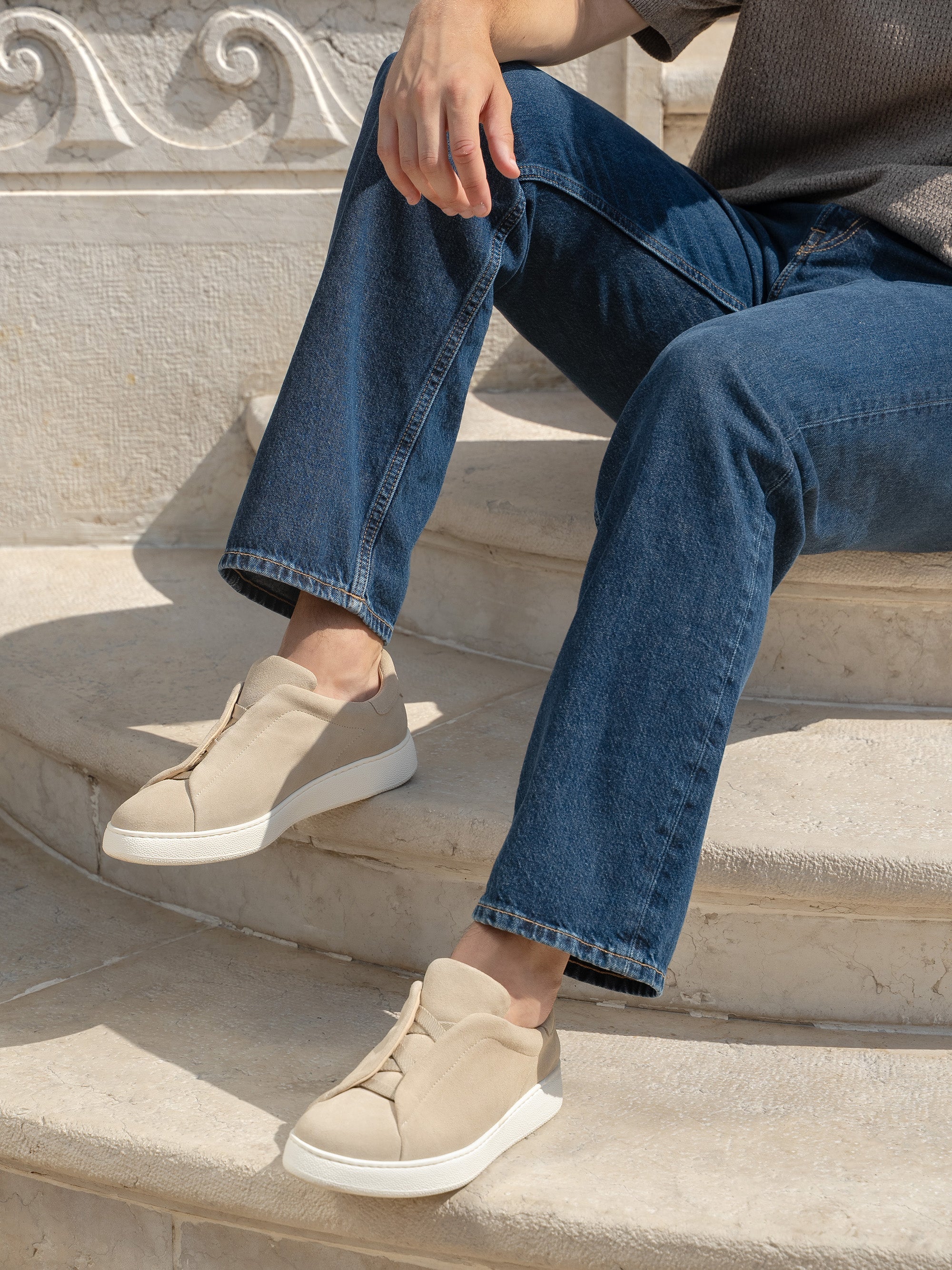 Softgrain Suede Trainer - Sand